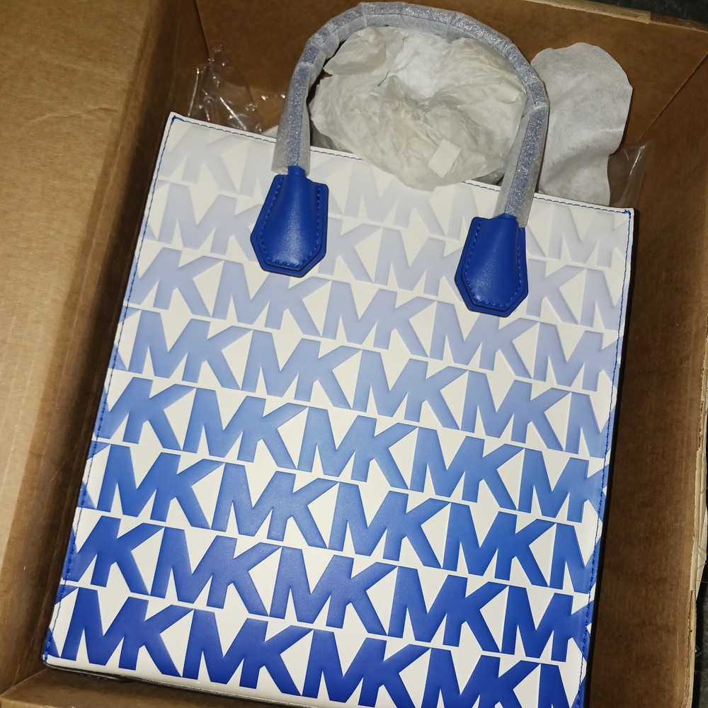 Michael Kors Blue and White Logo Tote
